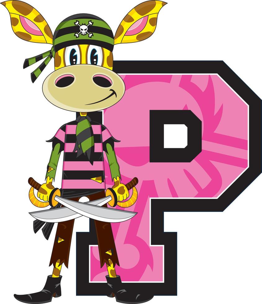 P is for Pirate Swashbuckling Alphabet Learning Educational Illustration vector