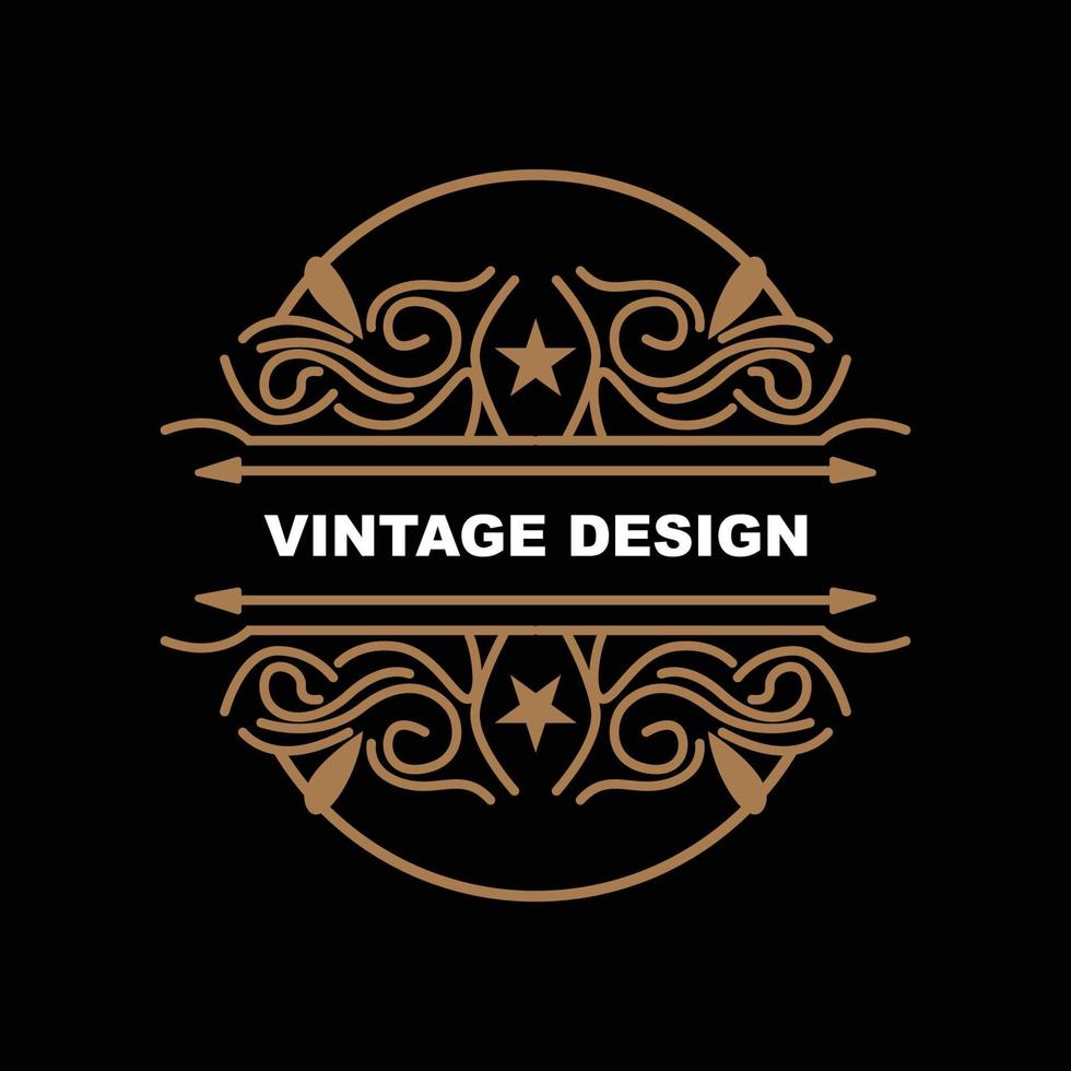 diseño retro vintage, logotipo de adorno vectorial minimalista de lujo, con estilo mandala y batik, ilustración de marca de producto, invitación, banner, moda vector