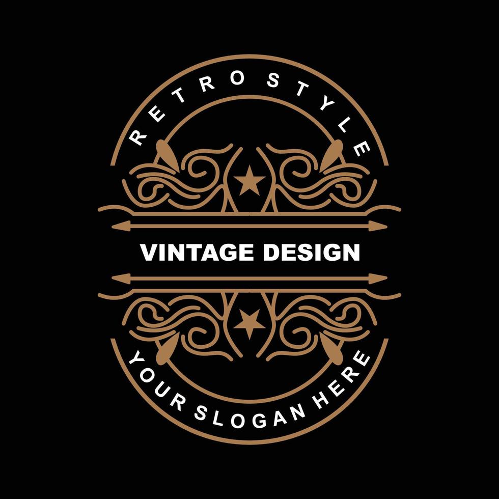 diseño retro vintage, logotipo de adorno vectorial minimalista de lujo, con estilo mandala y batik, ilustración de marca de producto, invitación, banner, moda vector