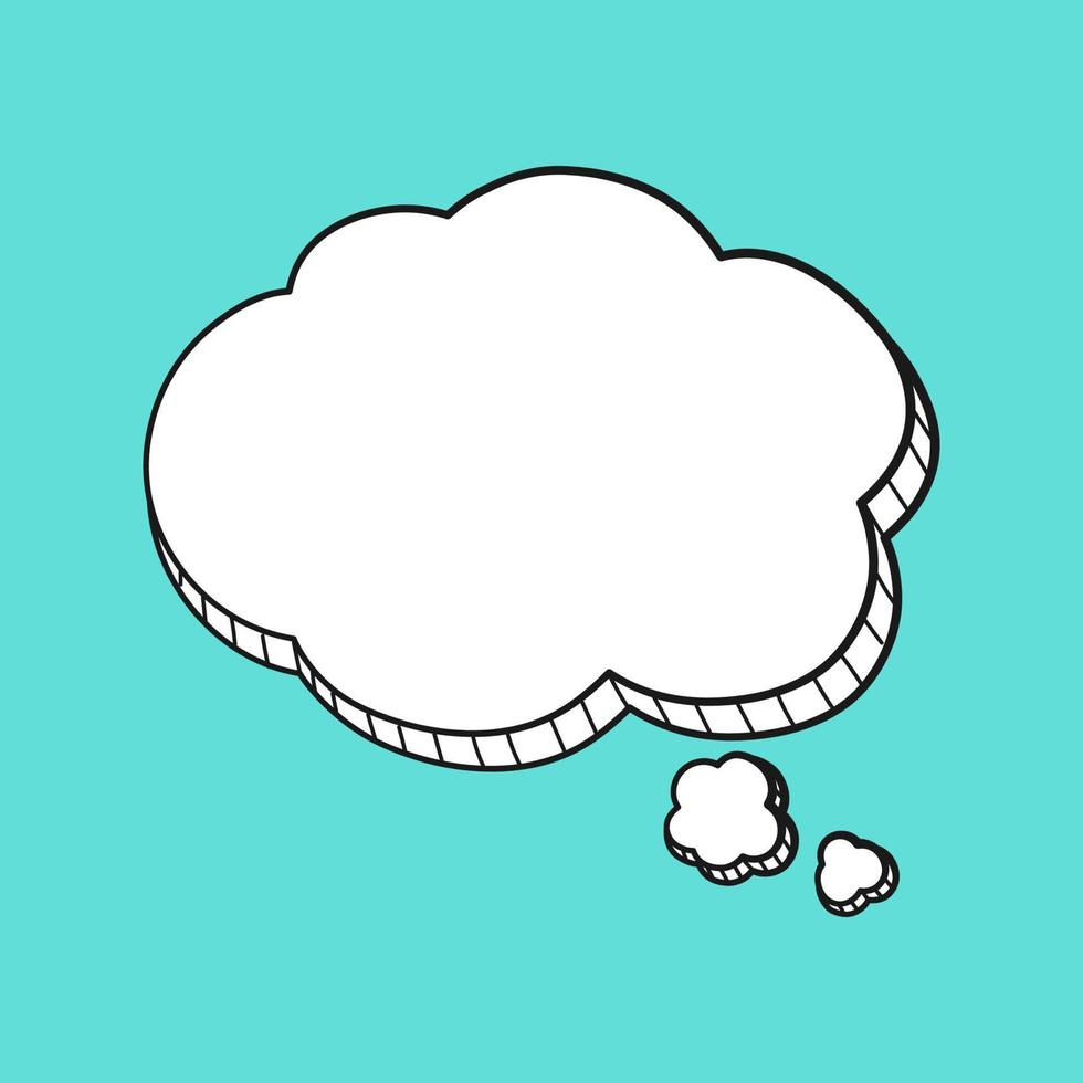 Comic speech bubble thought cloud 3D doodle outline vector illustration