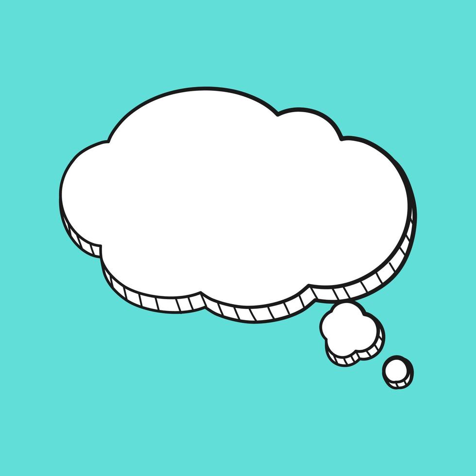 Comic speech bubble thought cloud 3D doodle outline vector illustration
