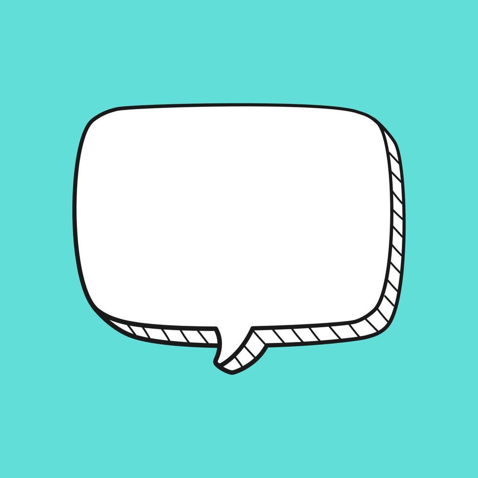 Square comic speech bubble 3D doodle outline vector illustration
