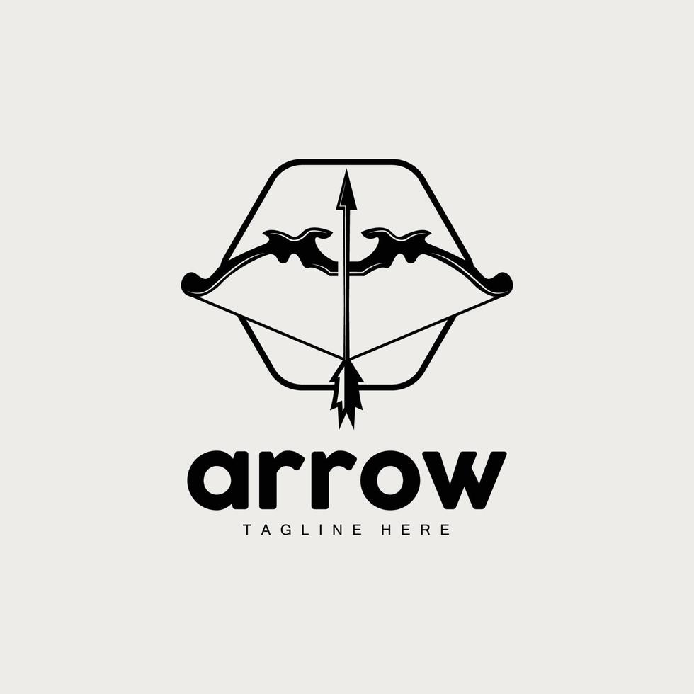 Arrow Logo, Bow Arrow Minimalist Simple Design, Archer Vector, Templet Illustration Symbol Icon vector