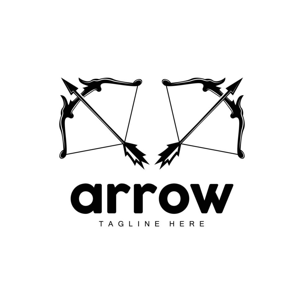 Arrow Logo, Bow Arrow Minimalist Simple Design, Archer Vector, Templet Illustration Symbol Icon vector