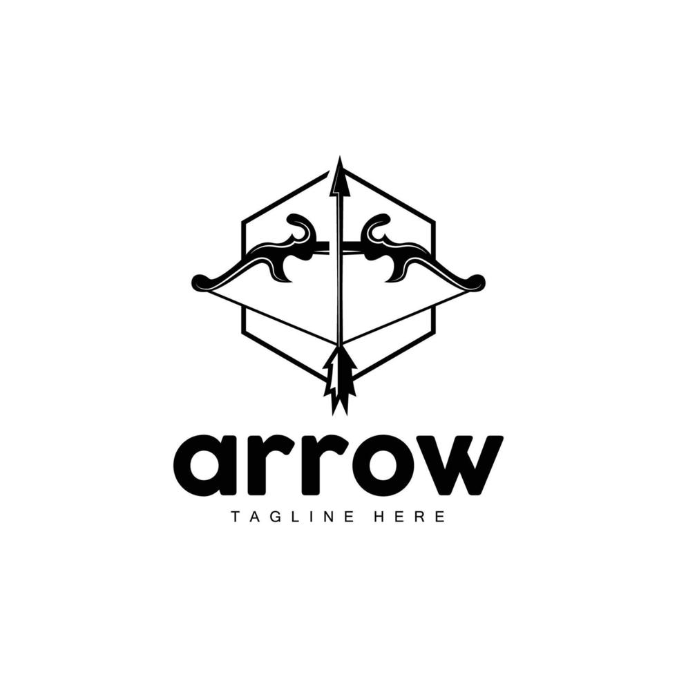 Arrow Logo, Bow Arrow Minimalist Simple Design, Archer Vector, Templet Illustration Symbol Icon vector