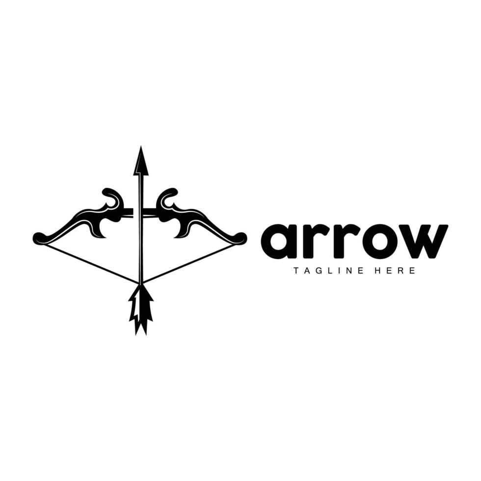 Arrow Logo, Bow Arrow Minimalist Simple Design, Archer Vector, Templet Illustration Symbol Icon vector