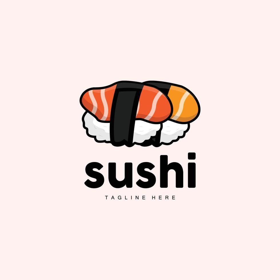 Sushi Logo, Japanese Fast Food Design, Vector Icon Template Symbol