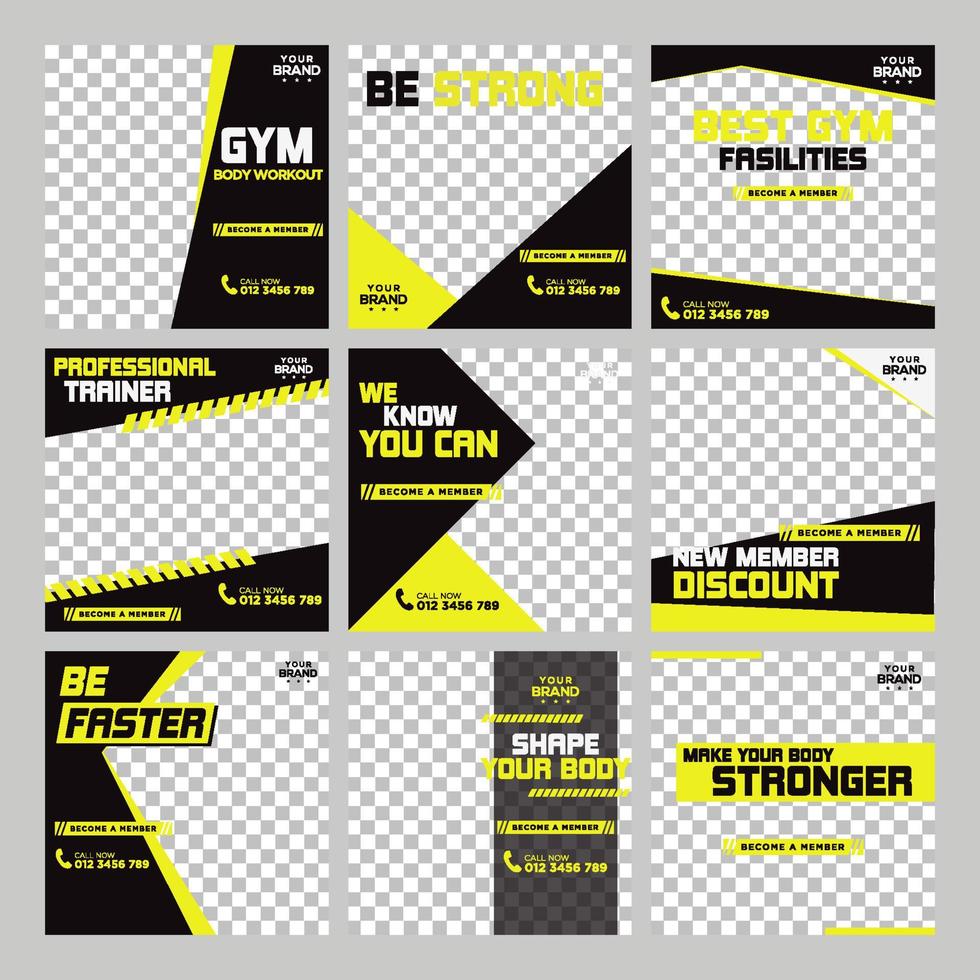 Gym Sport Fitness social media post design template Premium Vector