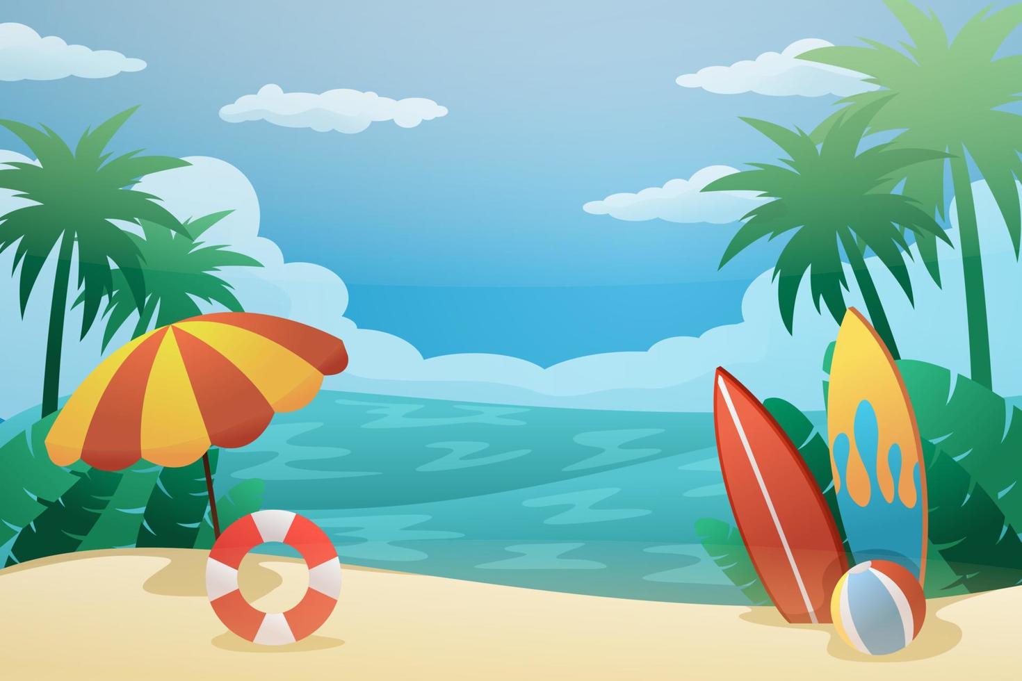 Summer Beach Landscape Background Illustration vector