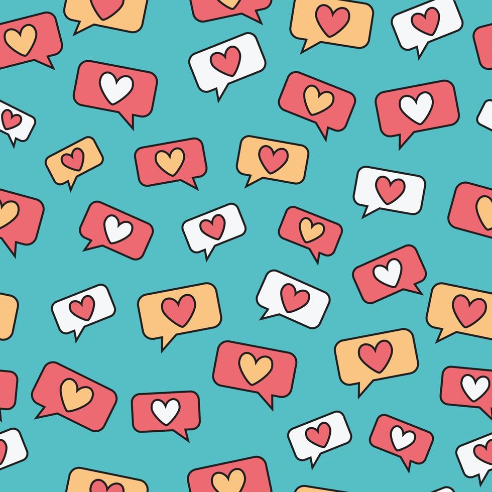 Heart message Doodle Seamless Pattern vector