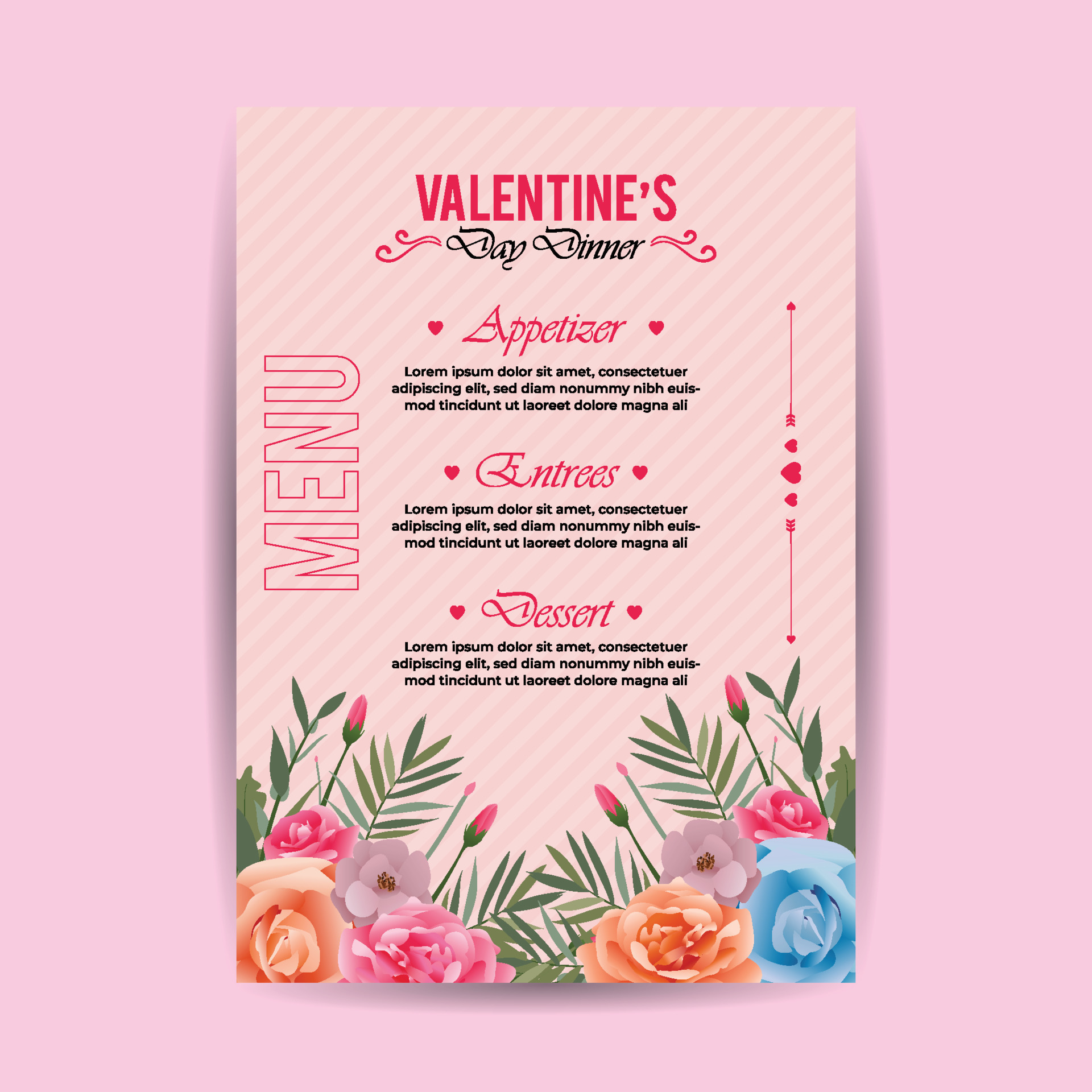 Valentines Day Dinner Menu Template With Flower Design 23061905 Vector valentines-day-dinner-menu-template-with-flower-design-23061905-vector
