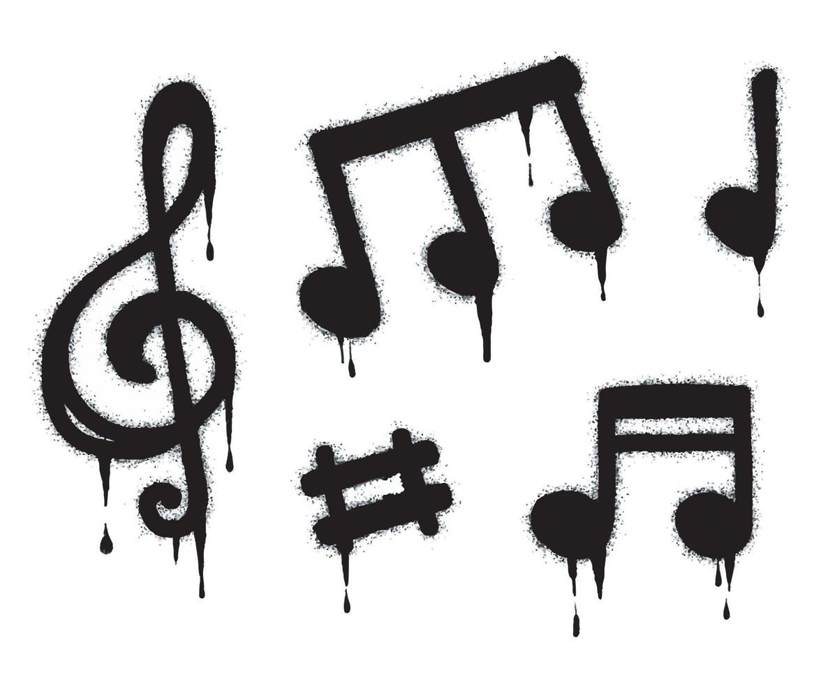 Spray Painted Graffiti Tone icon Word Sprayed isolated with a white background. graffiti Note music icon with over spray in black over white. Vector illustration.