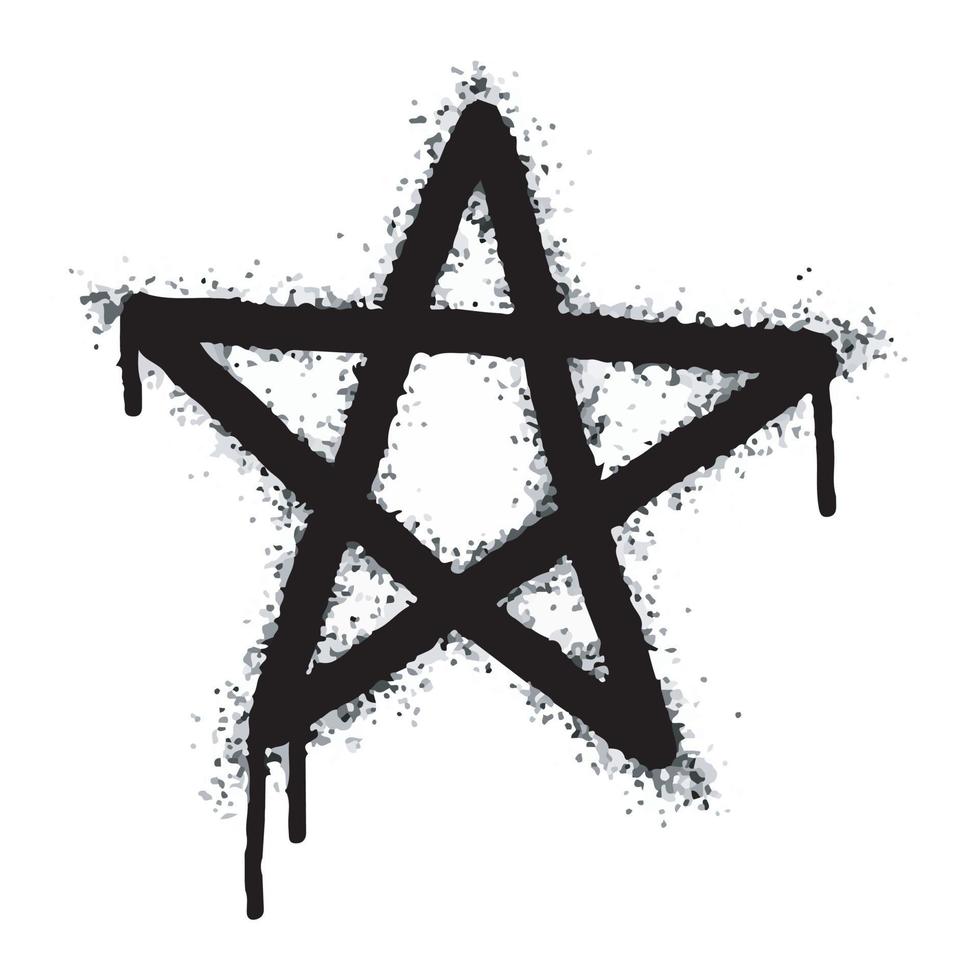 spray graffiti estrella símbolo pintado de negro sobre blanco. símbolo de estrella Aislado en un fondo blanco. ilustración vectorial vector