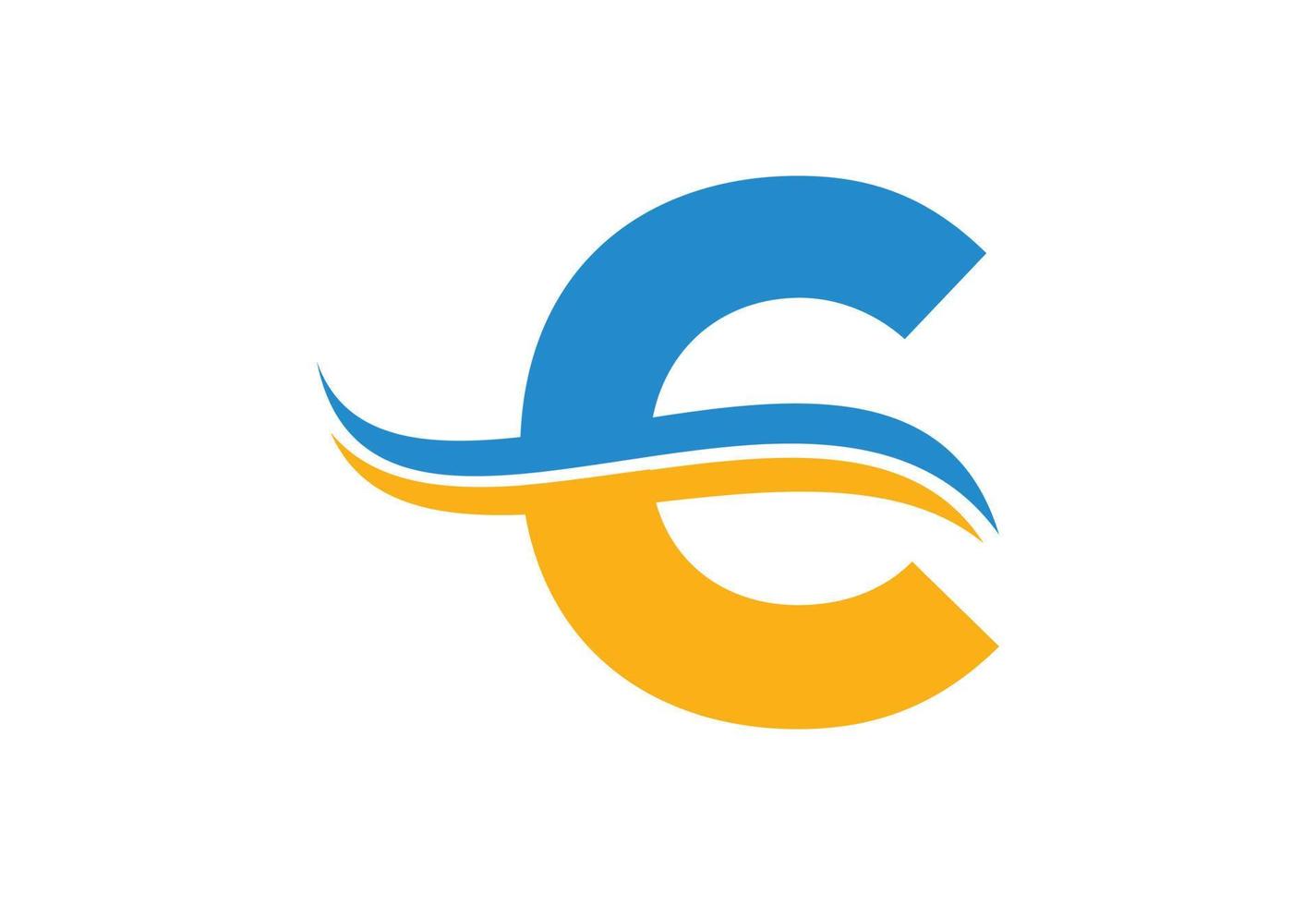 Gradient C letter logo design with swoosh, Vector illustration
