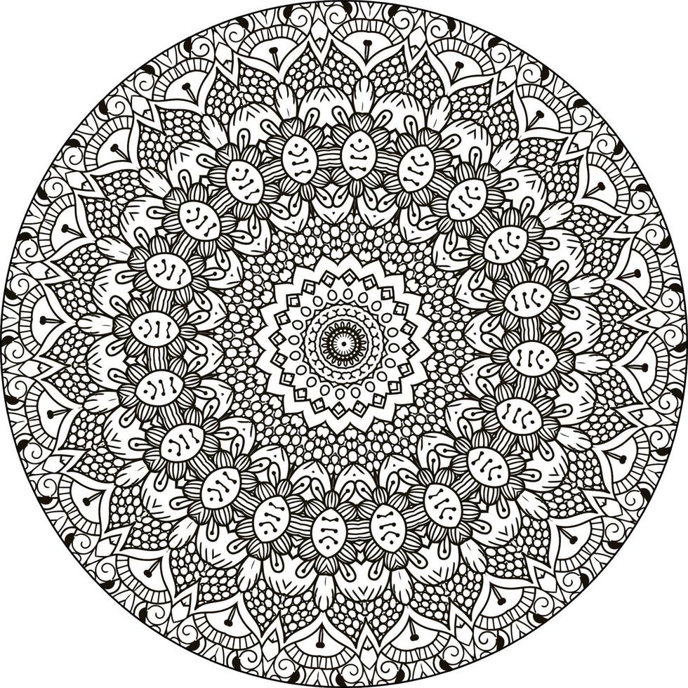 Circular pattern in form of mandala for Henna, Mehndi, tattoo, Decoration. Decorative ornament in ethnic oriental style. Coloring book page. Vintage decorative elements. vector