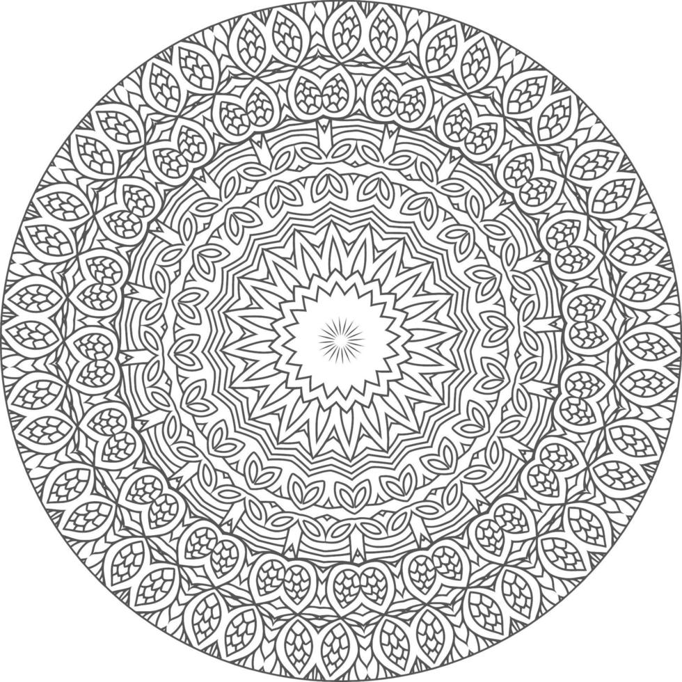 Decorative mandala with marine elements and waves on white isolated background. For coloring book pages. vector