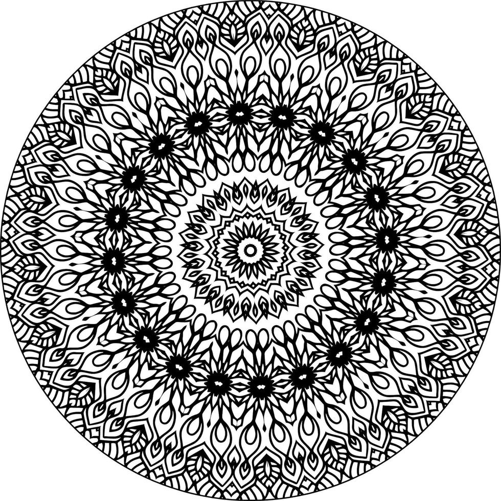 Decorative mandala with marine elements and waves on white isolated background. For coloring book pages. vector