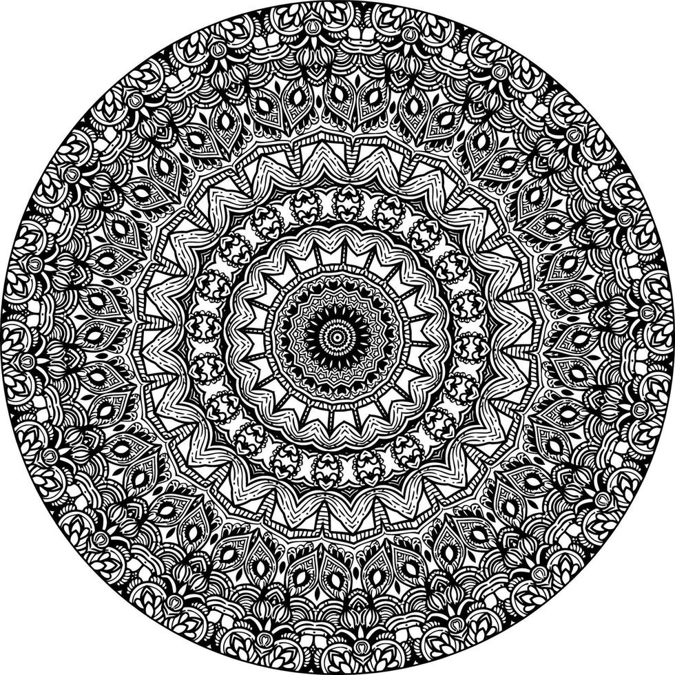 Decorative mandala with classic floral elements on white background. Seamless abstract pattern. Suitable for coloring book, wrapping paper, packaging. vector