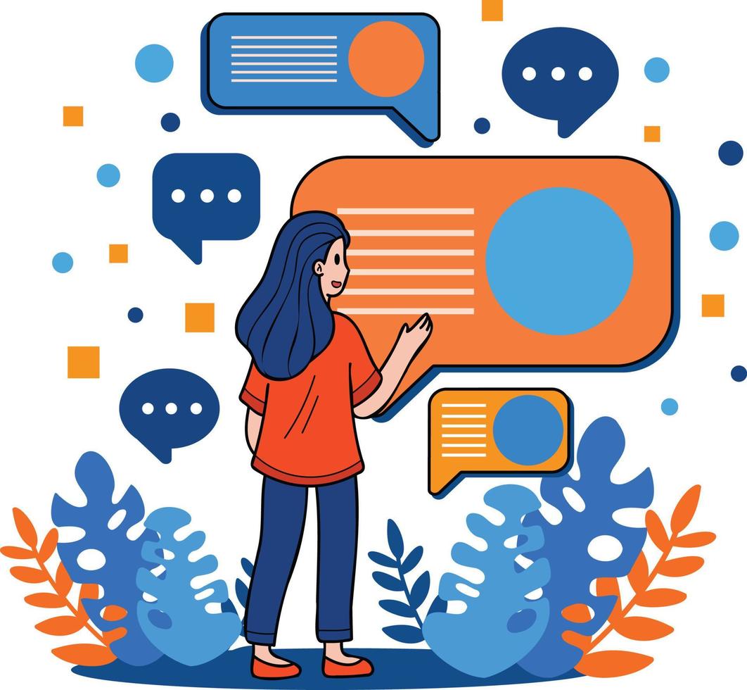 Smartphone with social media concept illustration in doodle style vector