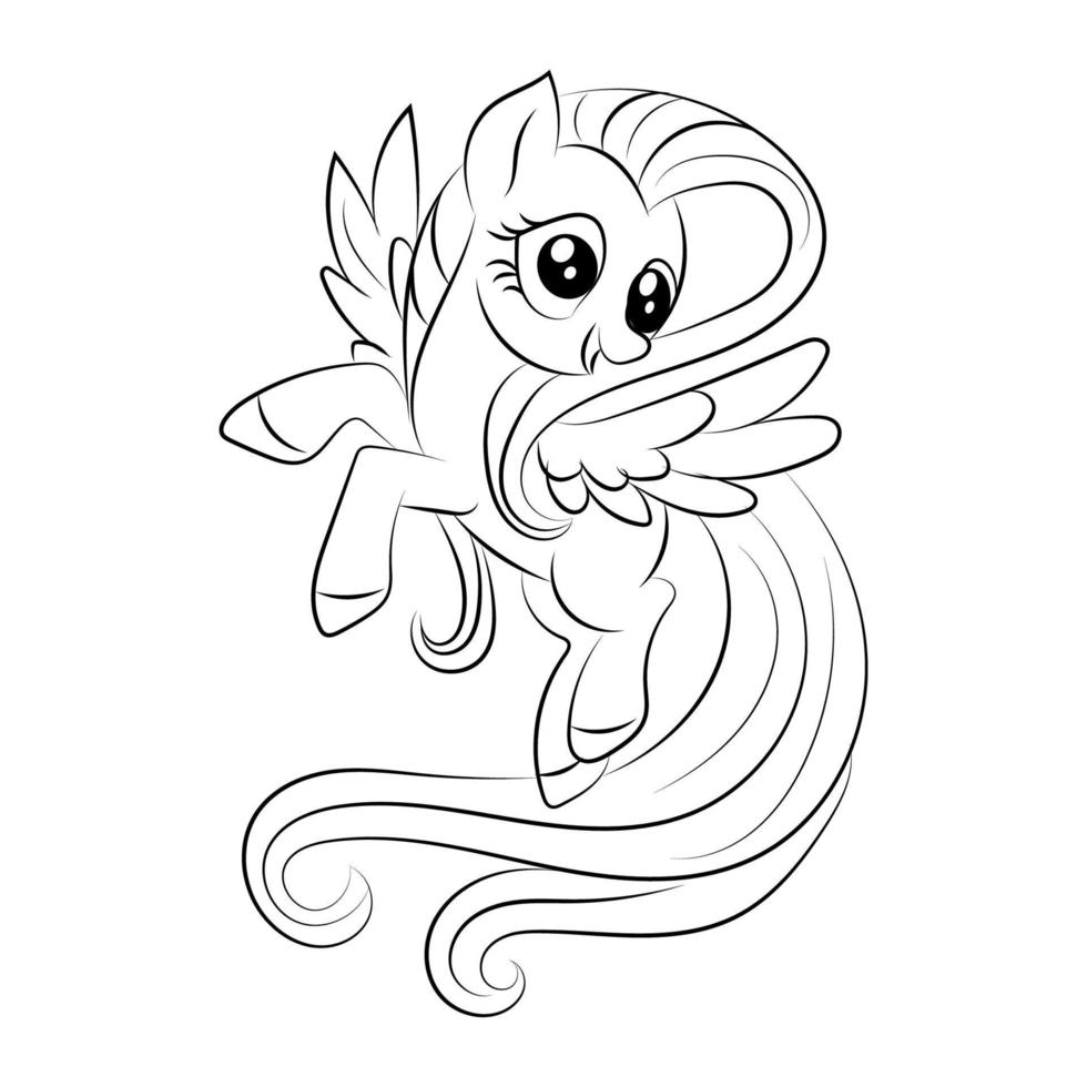 Line art unicorn  Children coloring book page vector