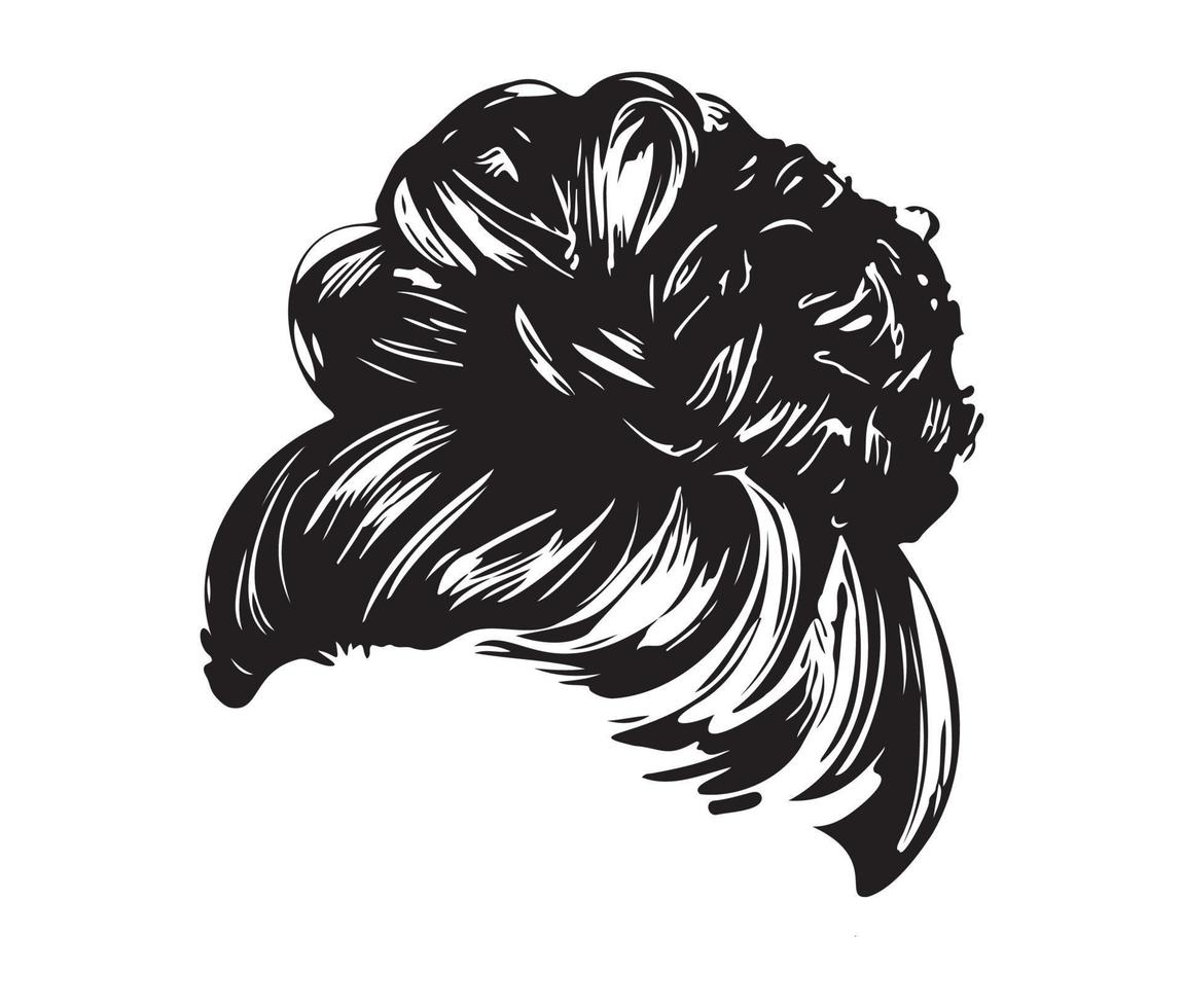 Messy bun hairstyles illustration of business hairstyle with natural long hair vector