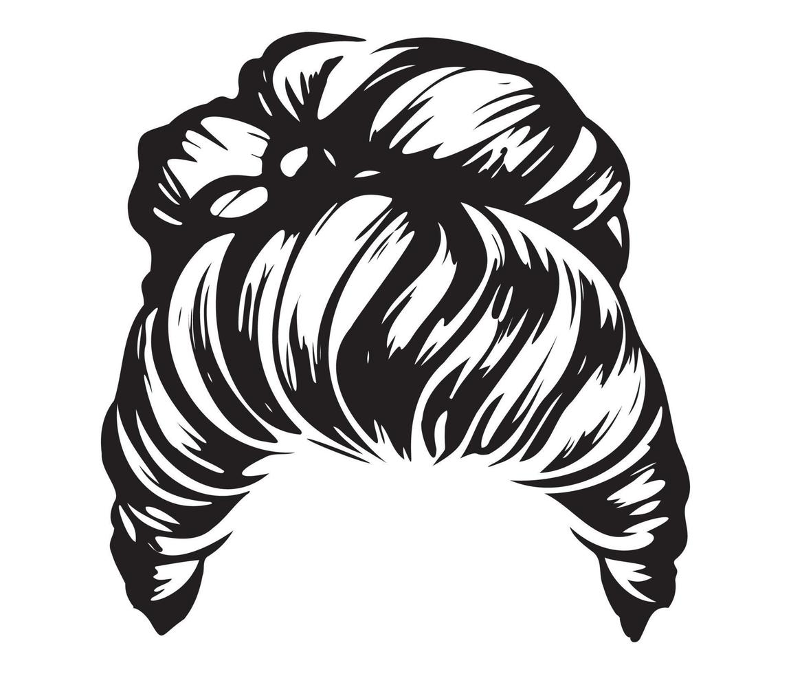 sucio bollo peinados ilustración de negocio peinado con natural largo pelo vector