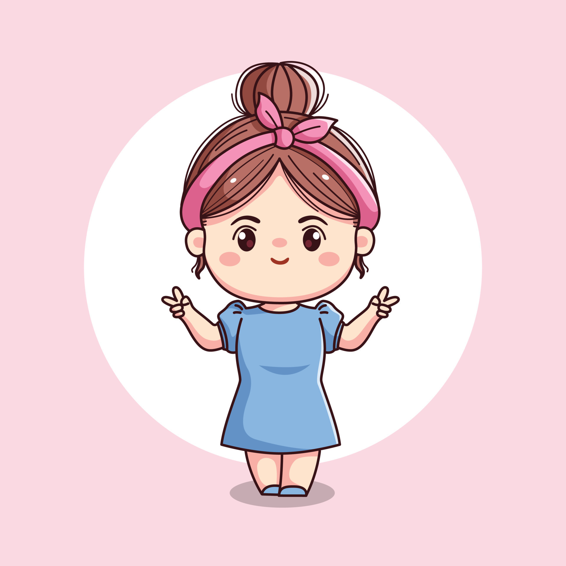 Premium AI Image  chibi girls vector illustration cute girly wallpapers  cute girl cartoon