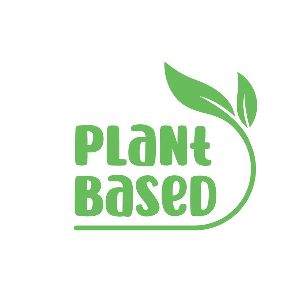 Plant based logo. Circular shape base with plant leaf. Vegan and vegetarian friendly badge. vector
