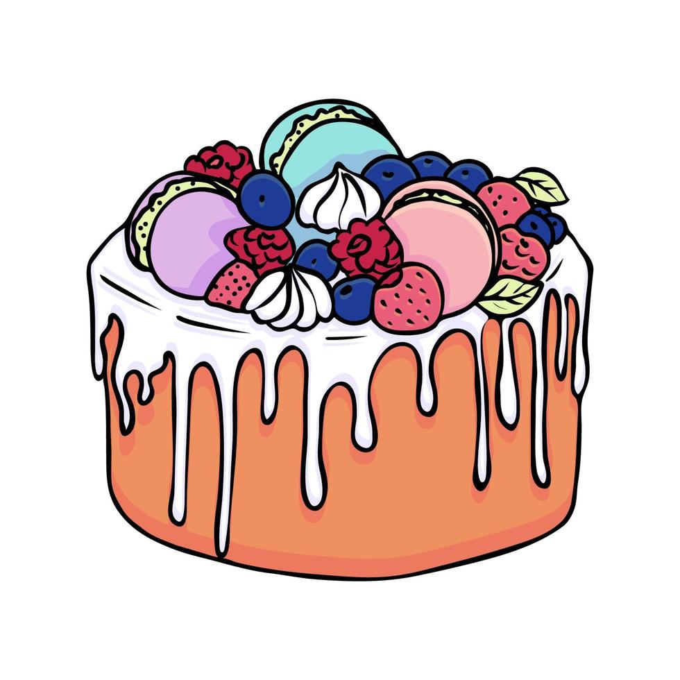 Hand drawn vector illustration, cakes and pastries, sketch in doodle style.