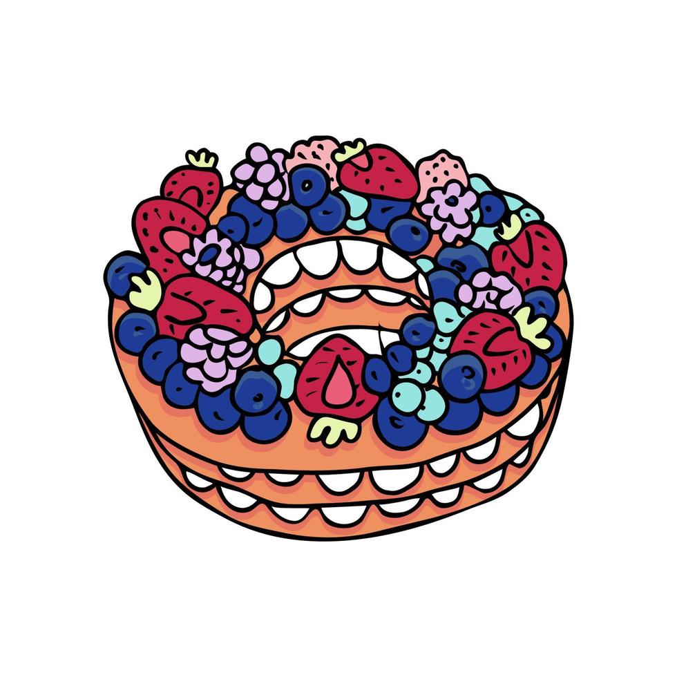Hand drawn vector illustration, cakes and pastries, sketch in doodle style.
