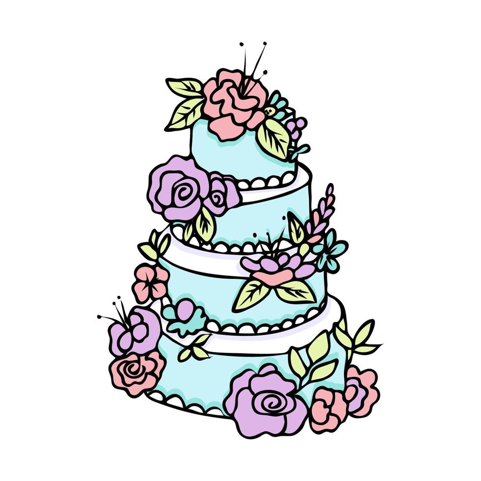 Hand drawn vector illustration, cakes and pastries, sketch in doodle style.