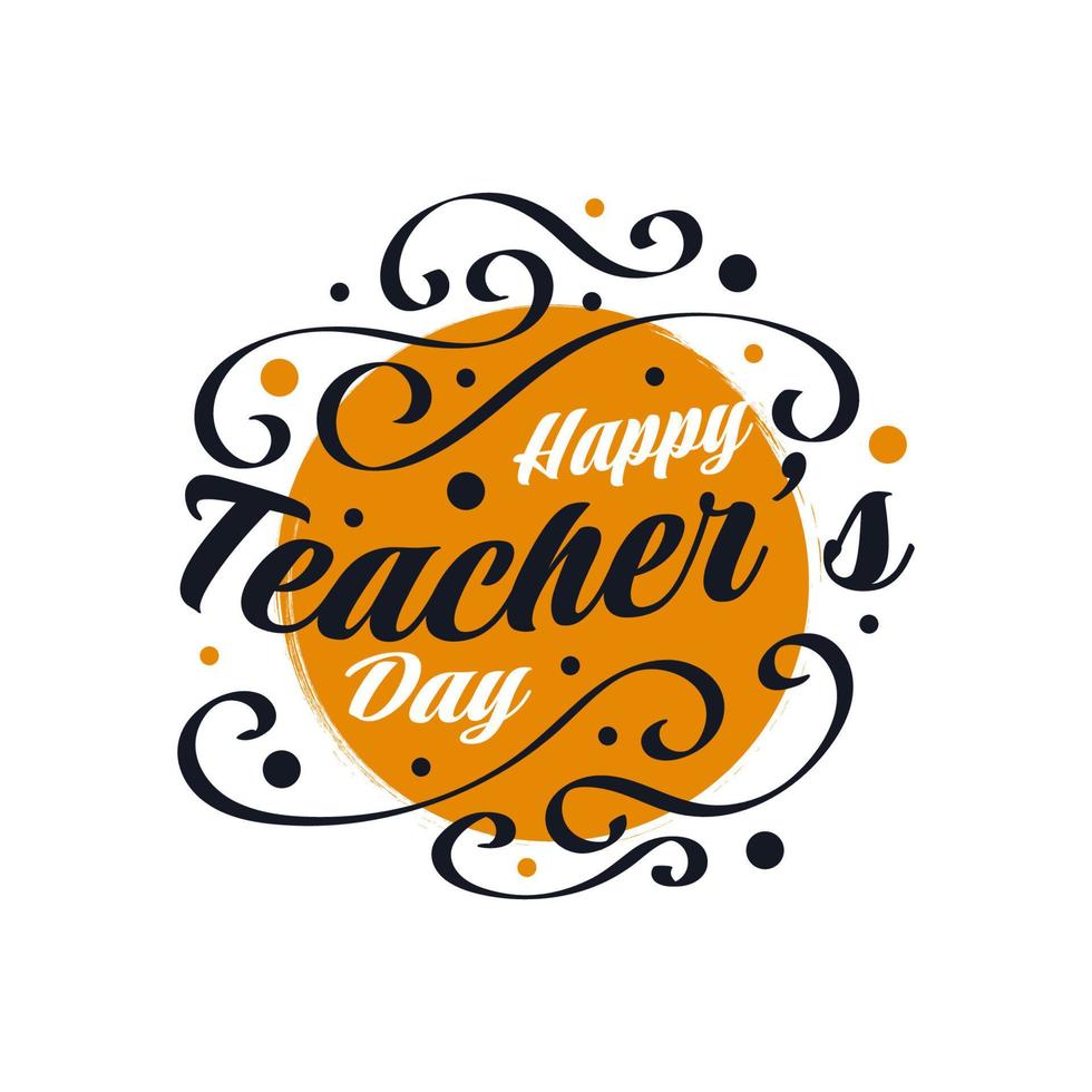 Happy Teachers Day Lettering with Doodle Style. Teachers Day Typography, Can be used for Card, Poster, and Print vector