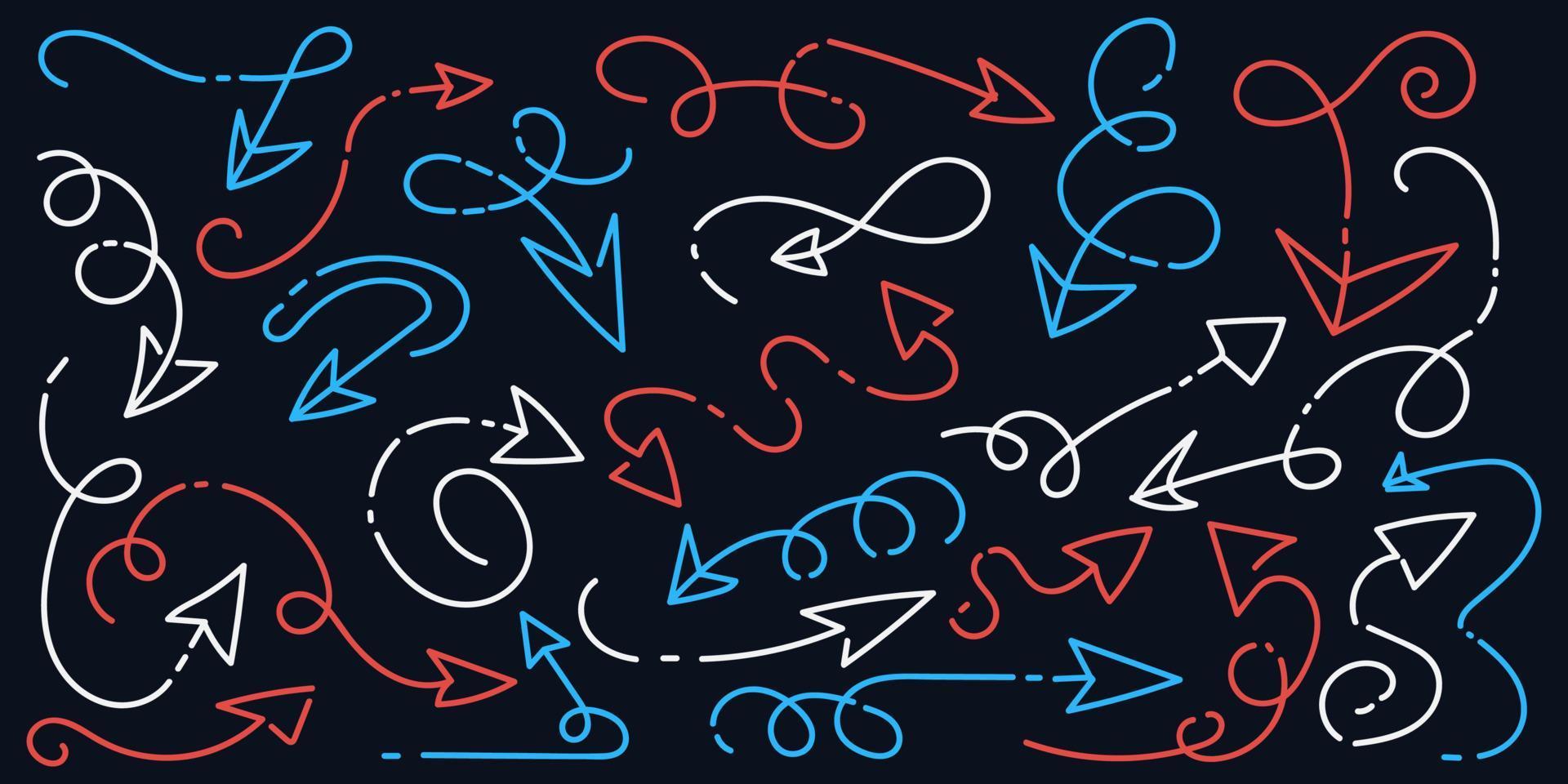 Hand Drawn Arrow Collection. Arrow Icon with Sketch Doodle Style. Pointers Symbol vector