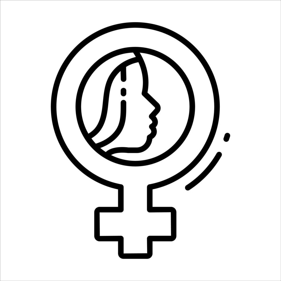 Woman face inside female gender symbol, vector design of feminism