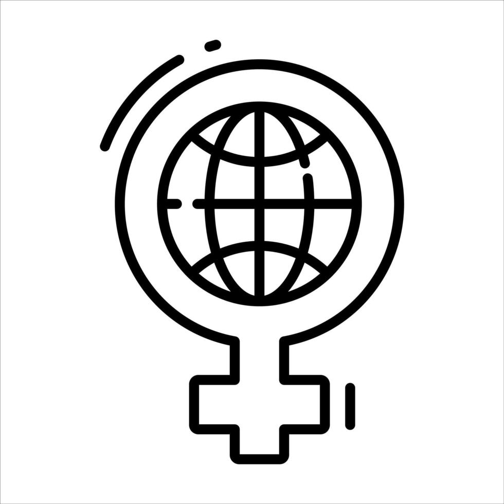 mundo globo dentro el femenino símbolo, icono de mundo mujer día vector