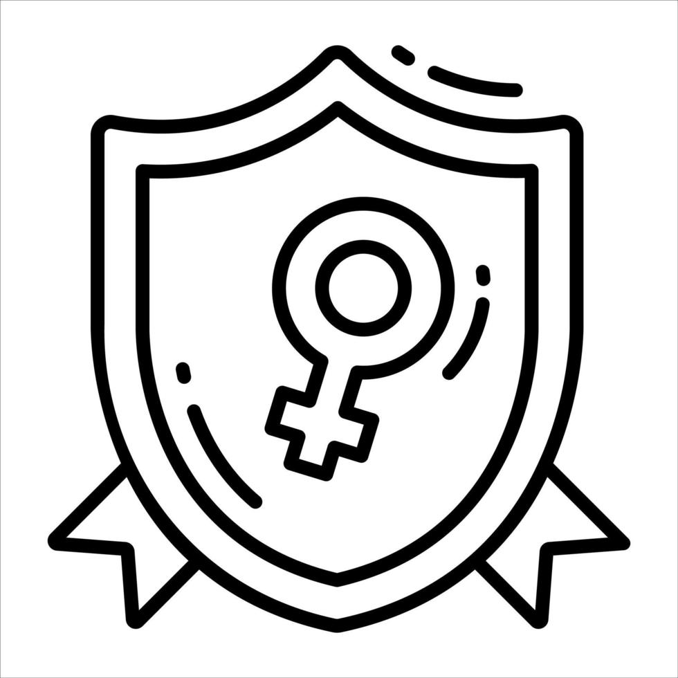 Shield badge having female symbol concept of women day badge vector