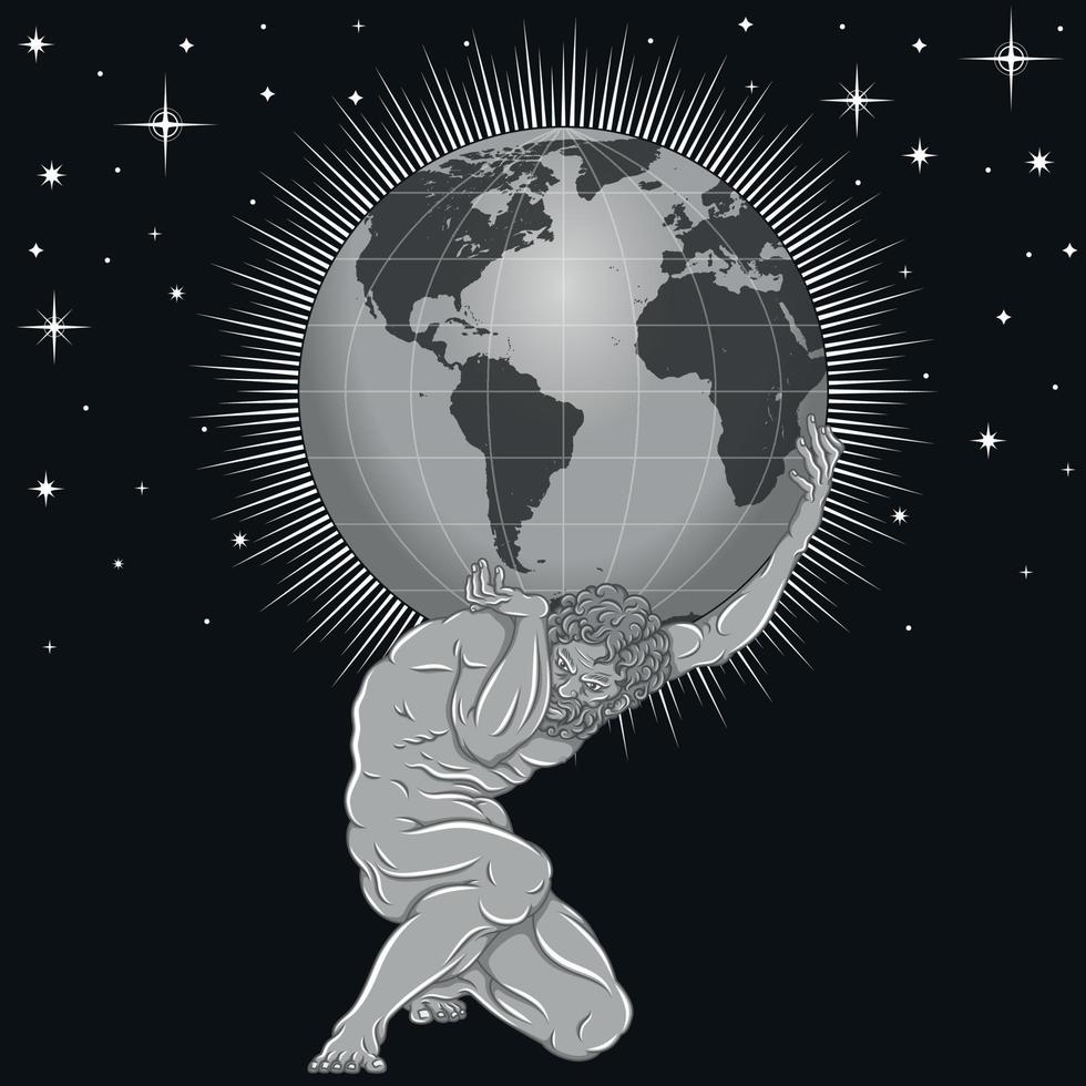 Vector of Atlas holding the earth