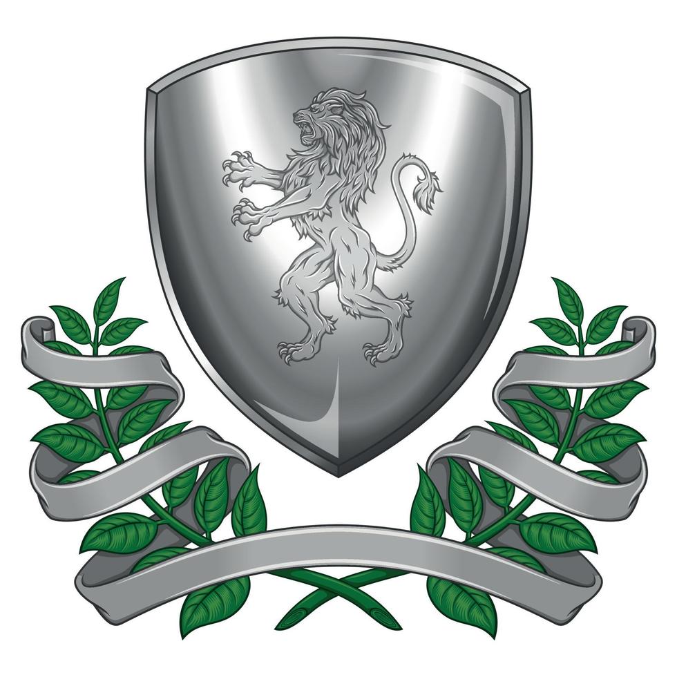 Medieval Coat of Arms with rampant lion vector