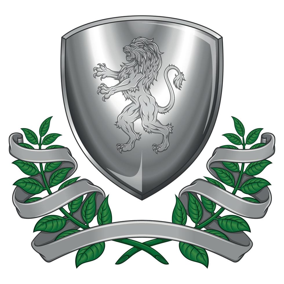 Medieval Coat of Arms with rampant lion vector