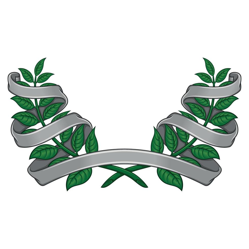 Vector design of laurel wreath with ribbon