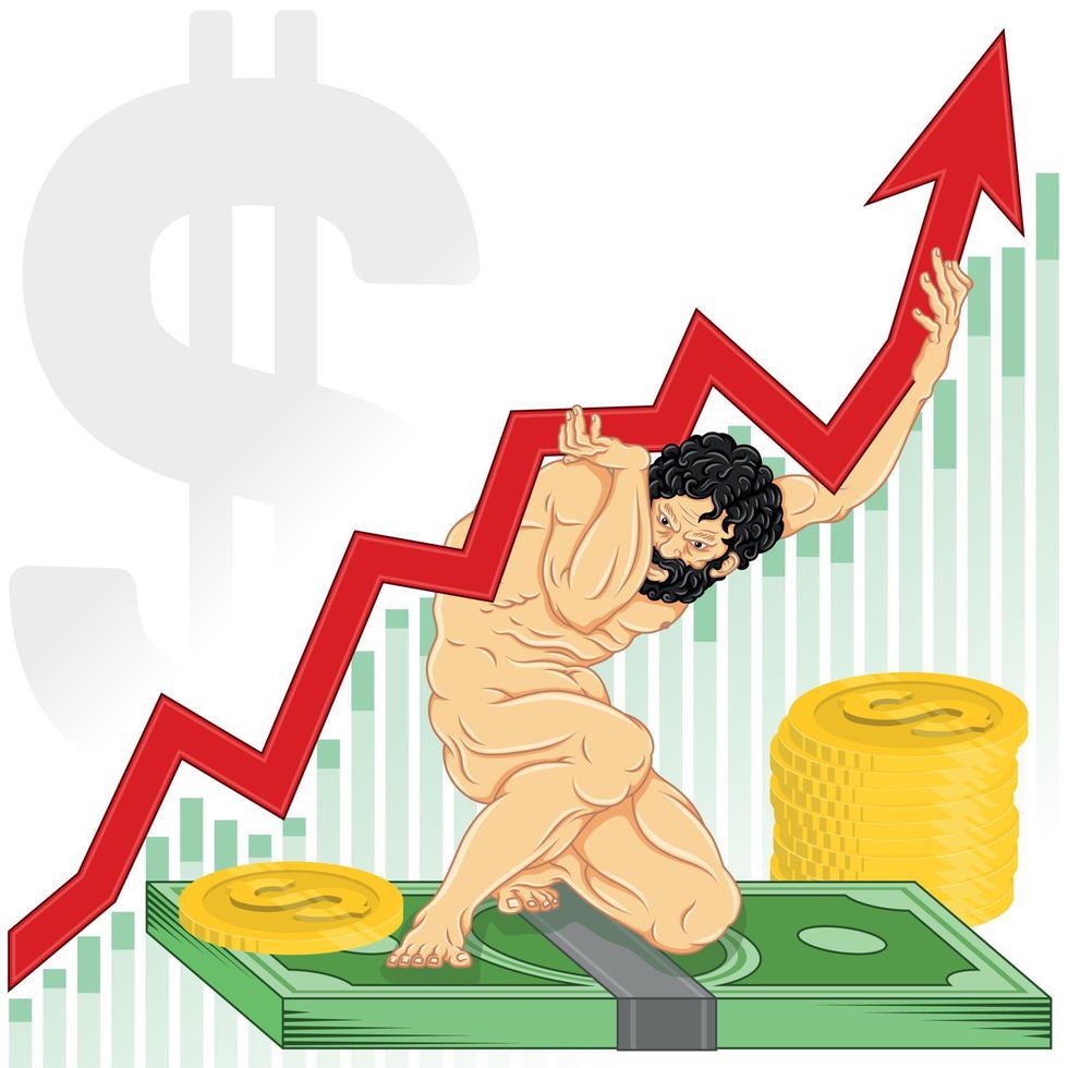 Vector of Atlas holding up the economy