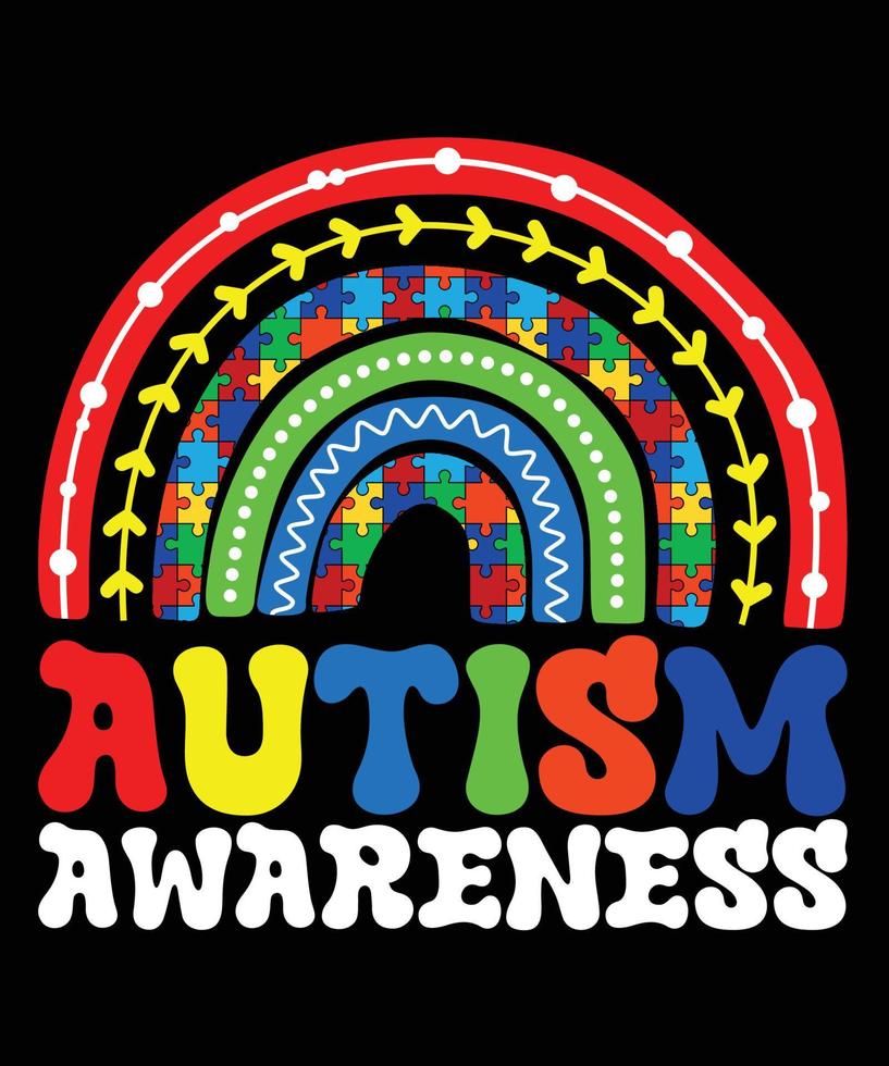 Autism awareness autism puzzle vector art illustration art for kids toddler boho rainbow illustration