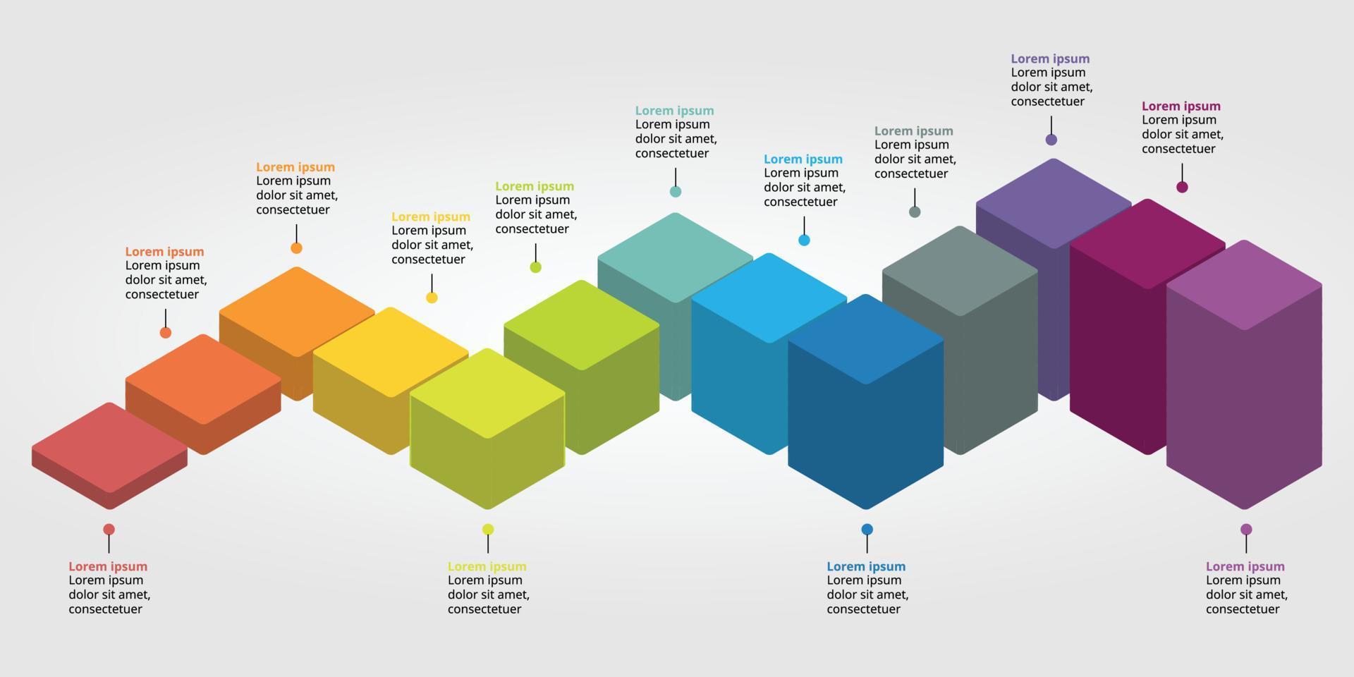 square chart template for infographic for presentation for 13 element vector