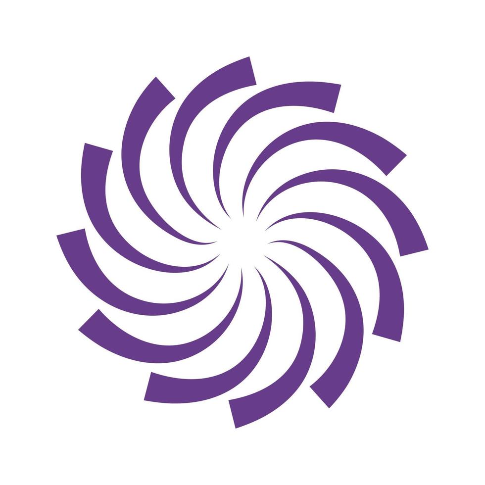 púrpura retortijón movimiento remolino circulo logo vector modelo. Dom o flor espiral símbolo.