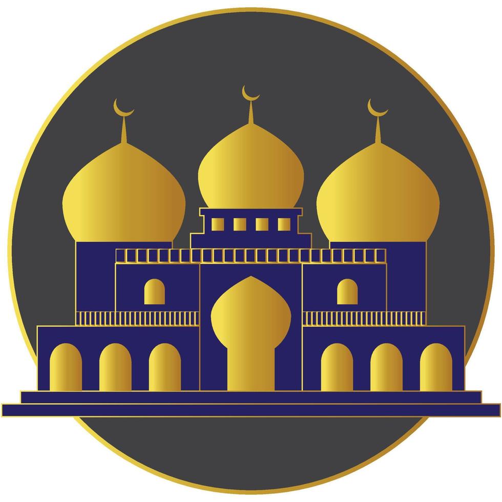 Grand Blue and gold vector lovely beautiful element in ramadan mosque architecture clipart breeze architectural elements simple and details