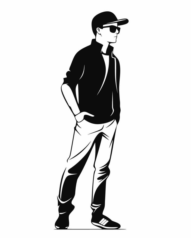 cool man wearing baseball cap vector