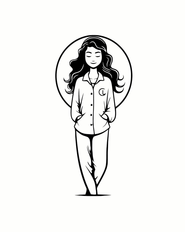 Relaxed Girl in Pajamas vector