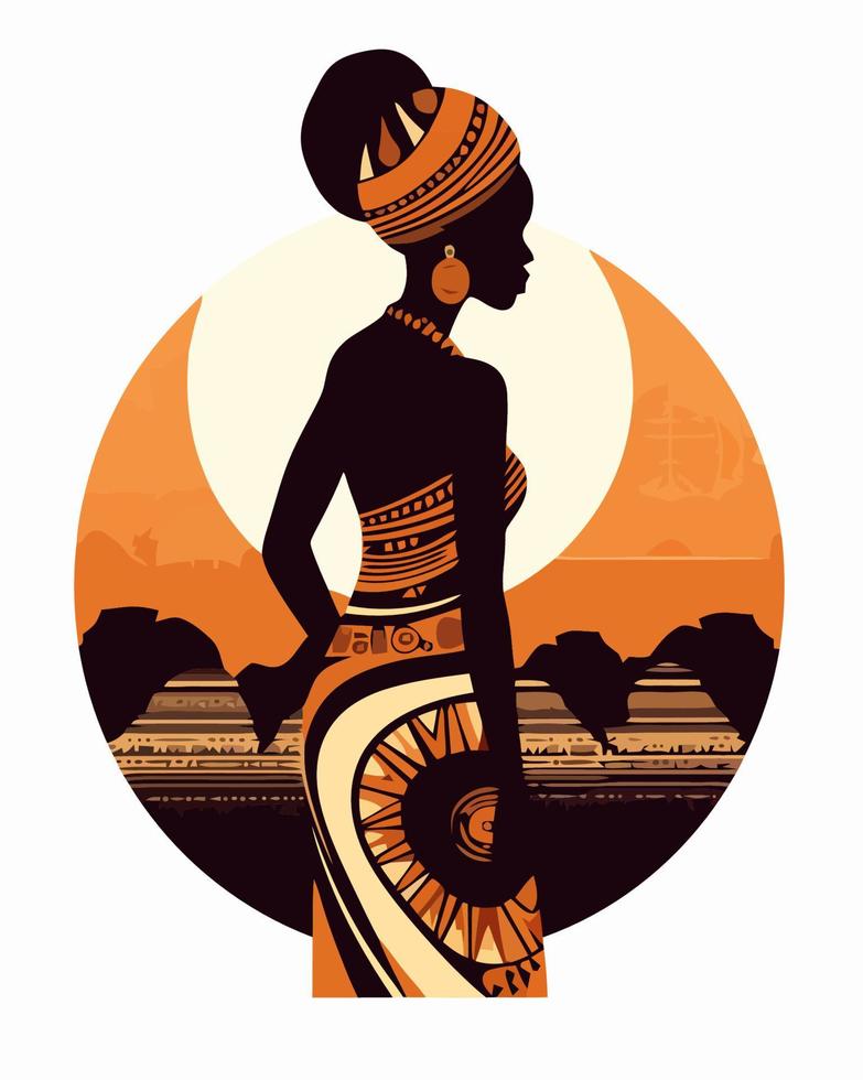 African Girl with Backdrop vector