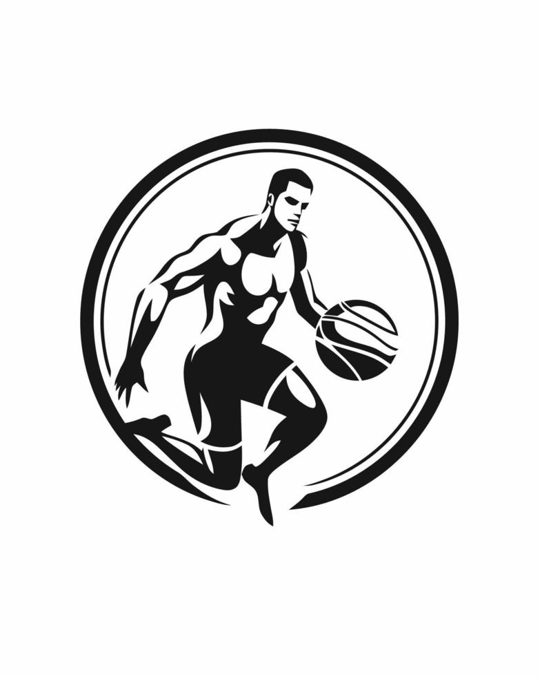 hombre jugando baloncesto logo vector