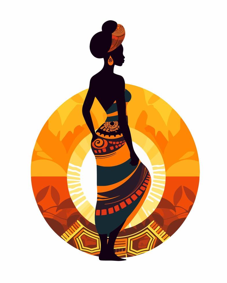 tribal africano niña vector